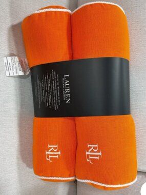 Ralph Lauren Bolster / Roll Orange Indoor Outdoor Patio Decorative Pillows